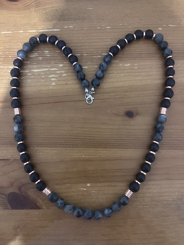 Black lava beaded necklace - beaded,