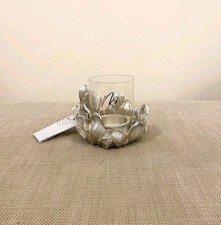 Next Silver Floral Hurricane Candle Holder Tea Light Lantern Mother Day Gift