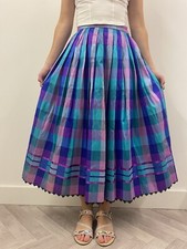 Vintage Skirt SILK Midi Landhaus Skirt Retro Size 10 Purple Blue Long Boho Gypsy