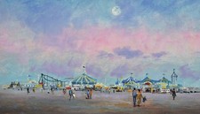 Richard Blowey Original Oil Painting Funfair At The Seaside Cornish Art