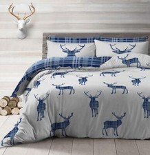 New Duvet Sets Check Reversible Tartan Quilt Covers Navy Red Grey Bedding