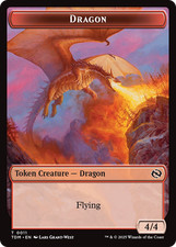 MTG Dragon (0011) // Warrior Double-Sided Token [Tarkir: Dragonstorm Tokens]