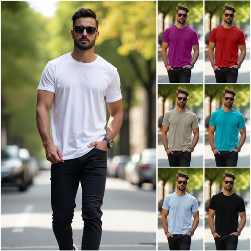 Mens plain shirts crew neck - t,