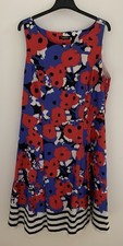 DEBENHAMS IVORY RED BLUE POPPY