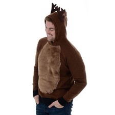 Mens Novelty Funny Knitted Christmas Jumper Xmas Overhead Hoody Rudolph Reindeer