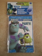 6 x Monsters University Party Invites, Envelopes Low priced item Brand New