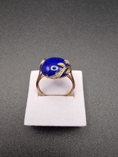 9ct gold diamond ring - gold, lapis
