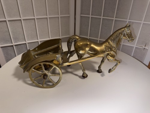 Large vintage brass trotting - large,