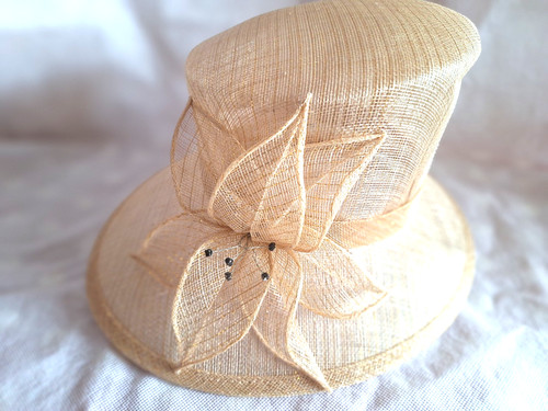 Cream gold hat ladies formal - hat,