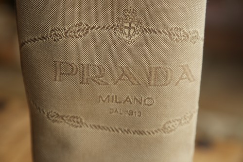 Prada tan leather beige canvas - prada,