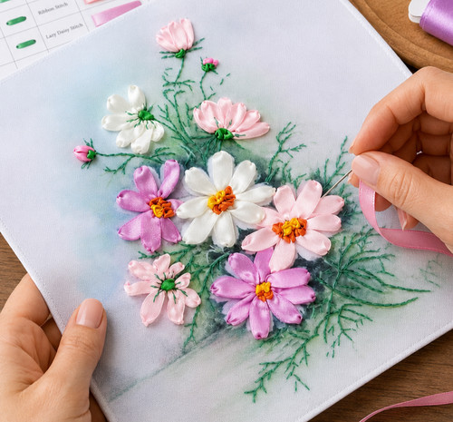 Ribbon embroidery kit - embroidery,