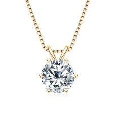 1ct Pendant Necklace Yellow Gold VVS1 D Lab-Created Engagement Diamond Test Pass
