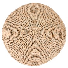 ACattail Hand&8209;Woven Pouf