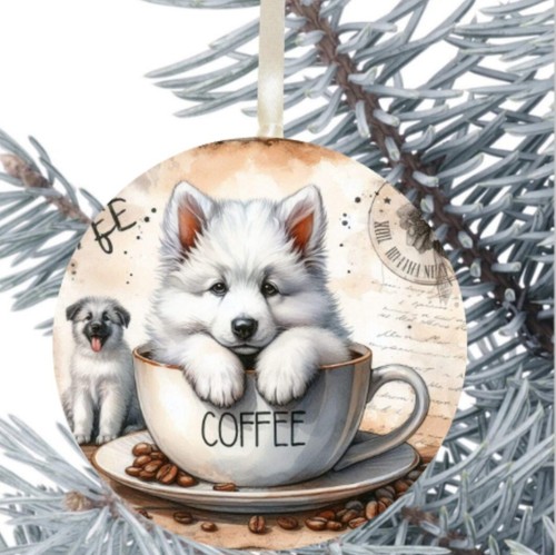 Samoyed dog hanging bauble - dog,