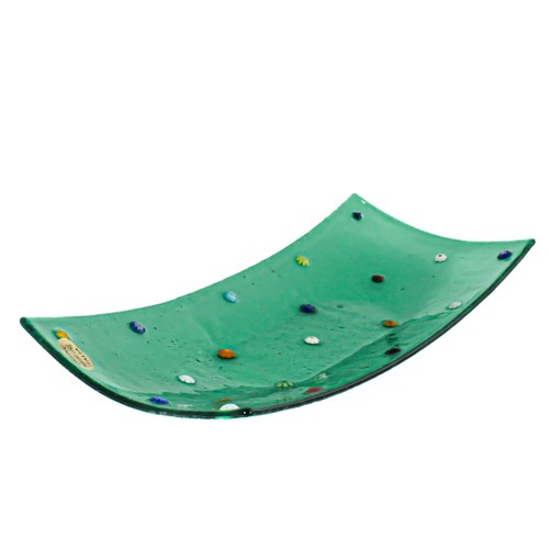 Murano glass plate green - green, multi