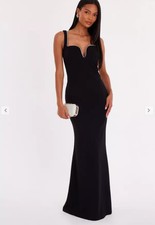 New Coast ladies Black Diamante Trim Maxi Dress UK 18 occasion Fishtail Formal