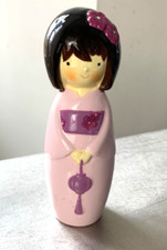 Japanese Koeshi ceramic geisha doll figurine, hand painted, damson colour, 17cm 