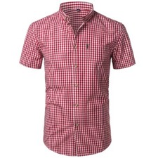 Mens Short Sleeve Plaid Shirt