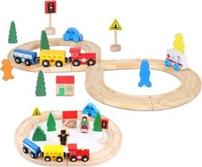 33Pcs Wooden Train Set Rail Track Magnetic Railway Xmas Kid Toy Fit Thomas Brio