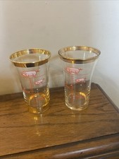 VTG MCM Glass Cocktail Drink Measure Mixer Ladies &  Gents Pig  Barware Gold x 2
