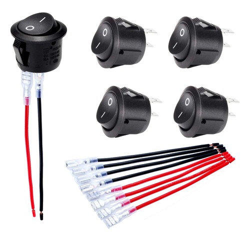 5pcs mini 12v round rocker - 12v,