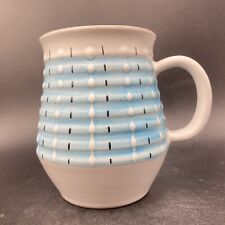 Vintage Denby small ribbed embossed blue & beige stoneware mug made in England