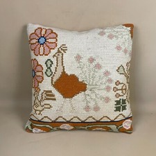Moroccan Carpet Cushion Antique Kilim Pillow Feather Handmade 48x48cm Floral