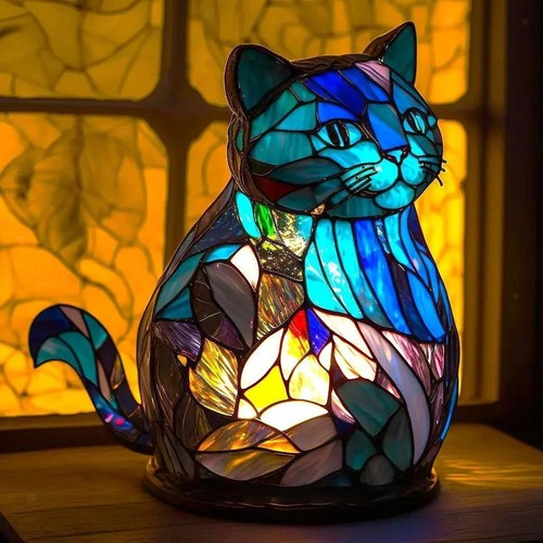 Cat figurine table lamp - cat,