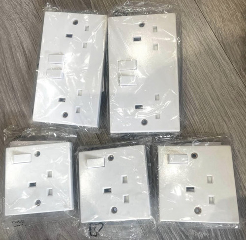 White switched wall sockets - wall,