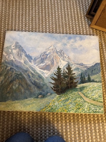 Vintage oil canvas naive - canvas,