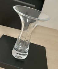 Krosno Poland contemporary trumpet shaped heavy crystal glass Vase. 20cm tall