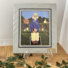 Vintage Peter Heard Lawn Bowls Crown Green English Art Print Matted