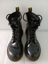 DR MARTENS 1460 BLACK PATENT LEATHER BOOTS UK 4 EU 37 WOMEN'S NEW INSOLES-VGC