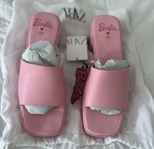 Zara Barbie Pink Rubberised Heeled Sandals size UK 4 EU 37