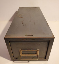 VINTAGE METAL FILE CARD DRAWER