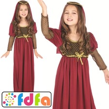 Forum Kids Red Juliet Fairytale Medieval Maiden Girls Fancy Dress Costume