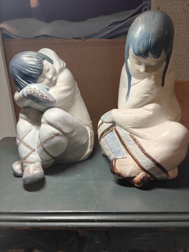 Lladro eskimo boy and girl - eskimo,