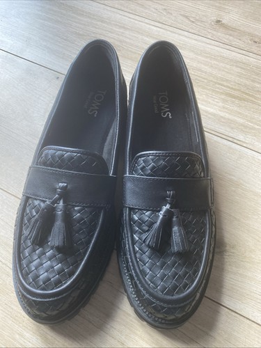 Uk7 toms black real - toms, leather