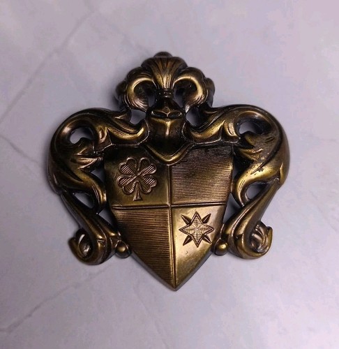 Vintage coat arms brooch - coat,