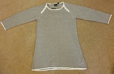 Ej Sikke Lej Girls Grey/White Striped Knitted Dress Age 3/4