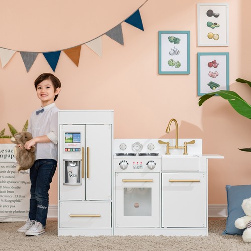 White wooden toy kitchen - wooden,