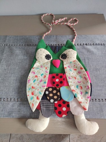 Handmade fabric patchwork owl - fabric,