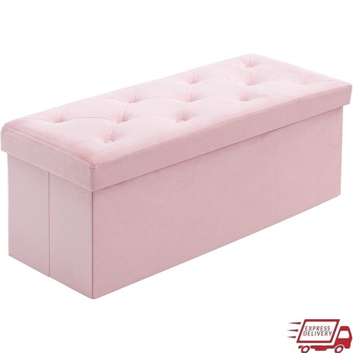Velvet storage ottoman folding - storage,