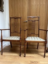 A pair of Antique Edwardian Upholstered Bedroom Hallway Occasional Side Chairs