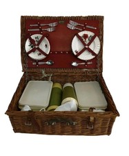 Vintage Brexton Picnic Hamper  Wicker 2 Person Set – Made England Christmas Gift