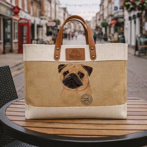 Pug tote bag large dog - tote,