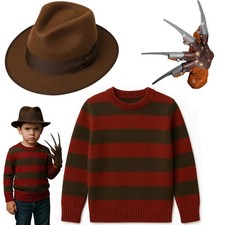 Freddy Costume Boys Girls Halloween Horror Nightmare On ELM Street Fancy Dress