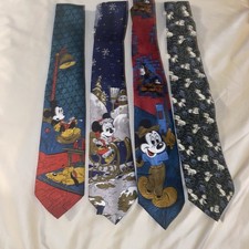 Men’s Christmas Disney Neck Ties Set Of 4 (Mickey mouse x3 & 101 Dalmation’s)