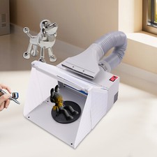 Portable Hobby Airbrush Paint Spray Booth Kit w/ Turntable+Air Hose+3 LED Strips