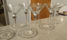 VINTAGE COCKTAIL / MARTINI GLASSES HAND MADE SET OF 6 SILVER BALL STEM LARGE